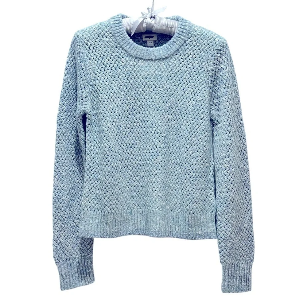 NEW J. CREW Factory Honeycomb-stitch‎ crewneck sweater in light blue Size XS